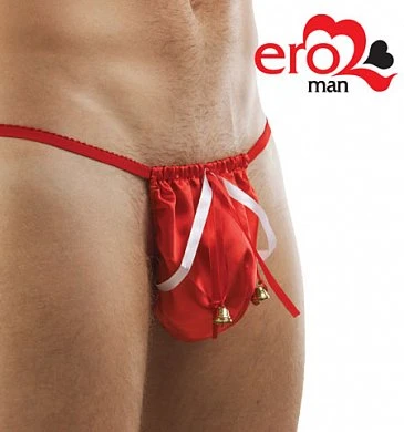 Трусы мужские с колокольчиками красные. Размер:  Оne size