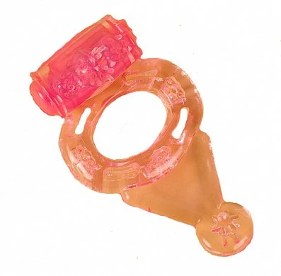 Виброкольцо прозрачное, с дополнительным хвостиком для стимуляции клитора.