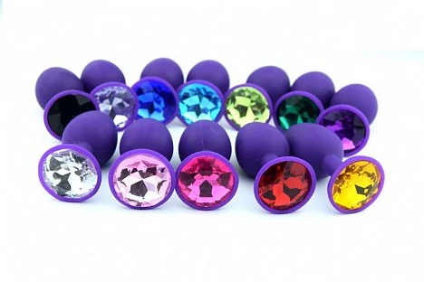 1PCS-Purples-Women-Men-Butt-Anal-Plug-Insert-Silicone-Anal-Toy-Random-Color-Plated-Jeweled-Rhinestone