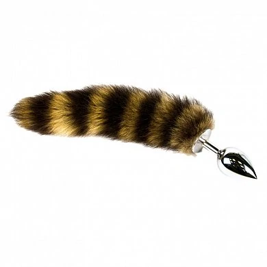 Металлическая анальная пробочка с натуральным хвостиком. Максимальный диаметр пробки 3 см.