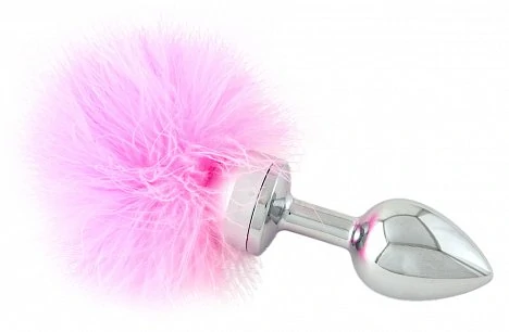 Анальная втулка маленькая с розовой опушкой в коробке