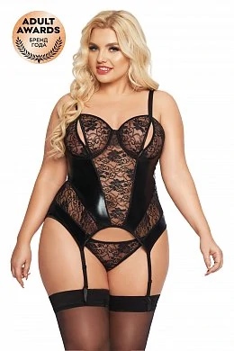 Корсет с пажами и стринги SoftLine Collection Jessica чёрный XL