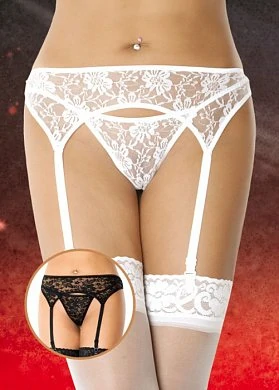 Кружевной пояс для чулок и стринги Цвет черный Размер M L