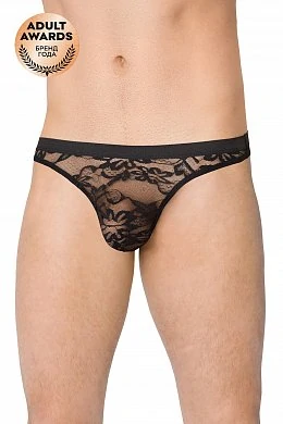 Трусы мужские кружевные SoftLine чёрные M