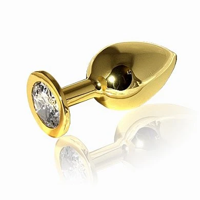 Анальная втулка большого размера Изготовлен из медицинской стали с позолотой Длина 13 см диаметр