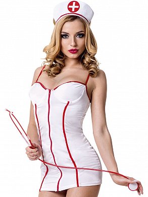Эротический костюм Медсестричка Le Frivole бело-красный L/XL